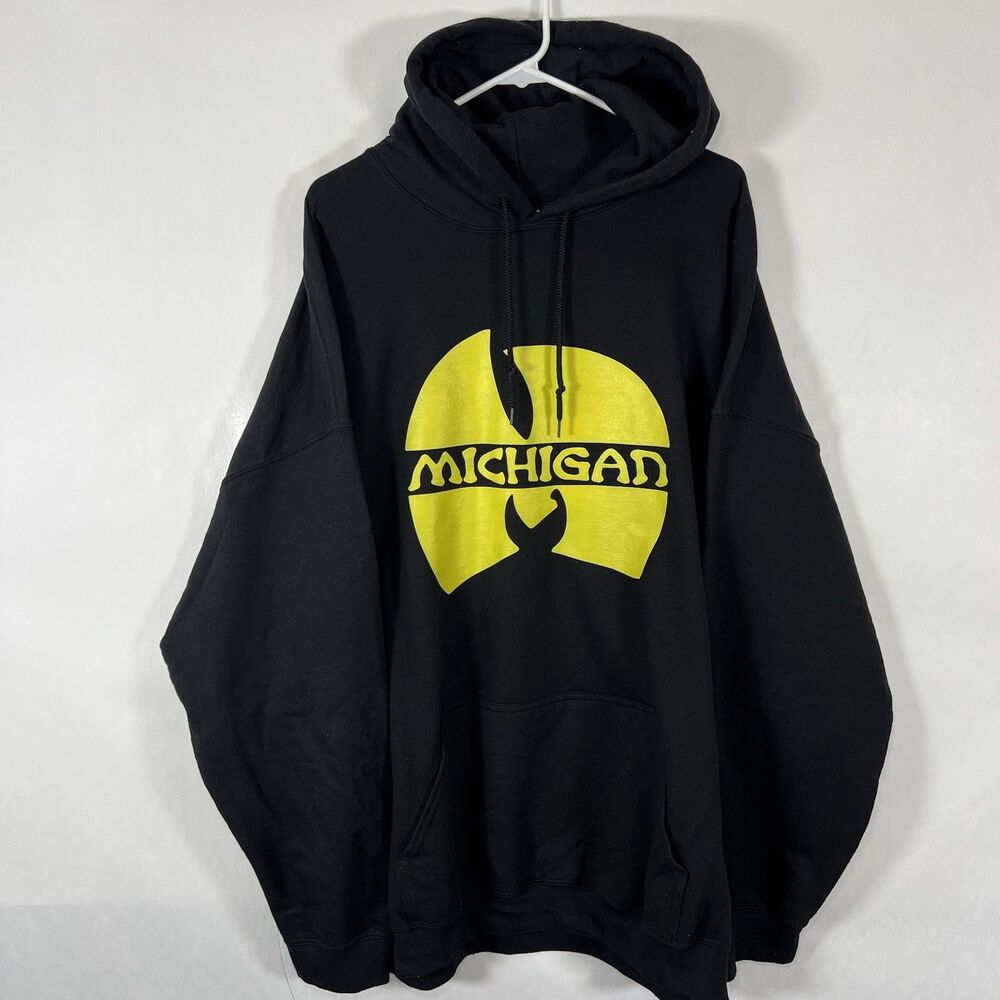 Plus Brand Michigan Wu Tang Clan Style Hoodie Mens Size 3XL Black Yellow